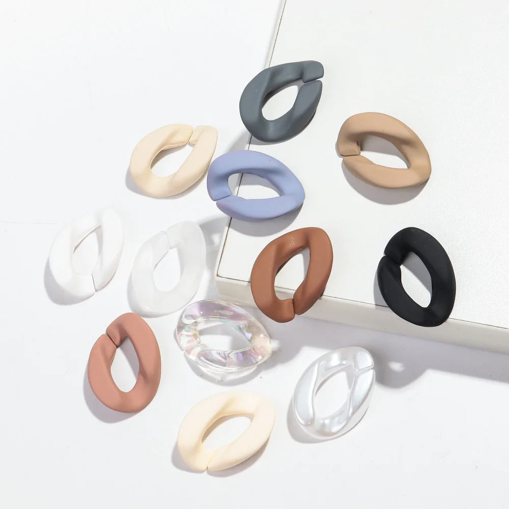 20pcs 20x30mm Acrylic Frosted Square Link Chain Loose Beads