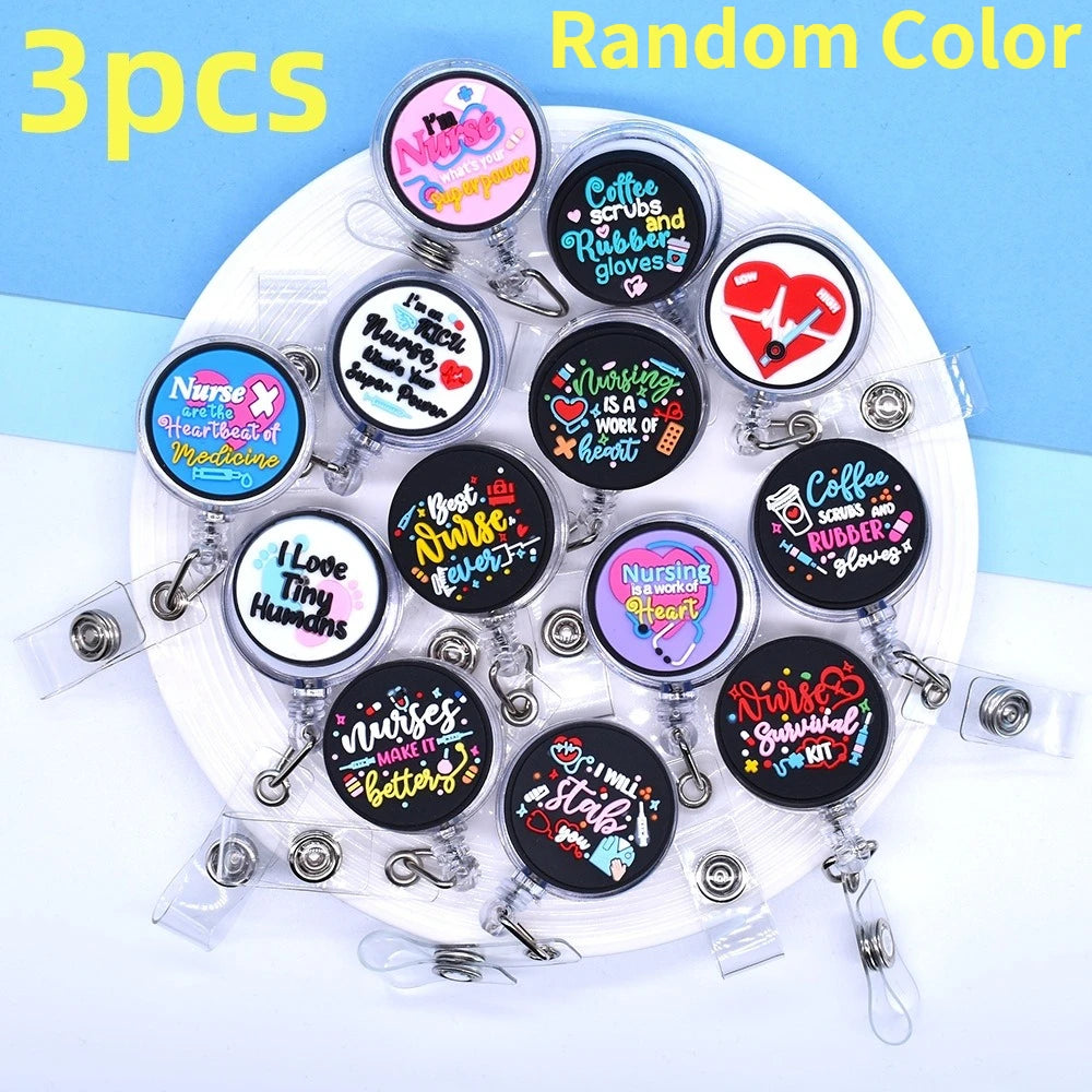 1/3/5 PCS Funny Retractable Badge Reel – Cute Nurse ID Holder with Alligator Clip