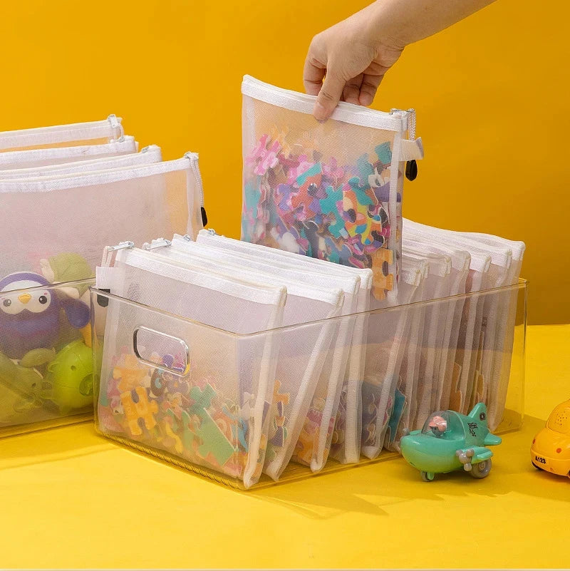 Mesh Zipper Pouch Clear Document Bag Toy storage bag small toy