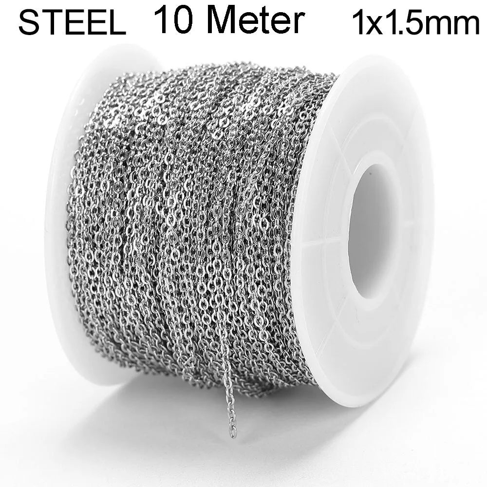 10 Meters Stainless Steel Chain,Gold&Steel Color Link for DIY Jewelry Making