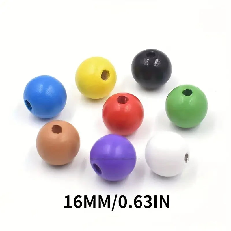 Wooden Beads Multi Colors Round Shaped DIY Craft Bracelet Necklaces Jewelry Accessories
