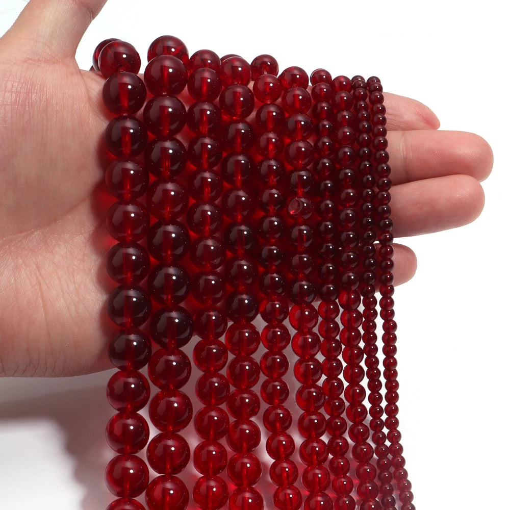 1Strand 4/6/8/10mm Red Garnet Color  Red Garnet  Loose Spacer Bead for Jewelry Making DIY Charms Bracelet Necklace Accessories