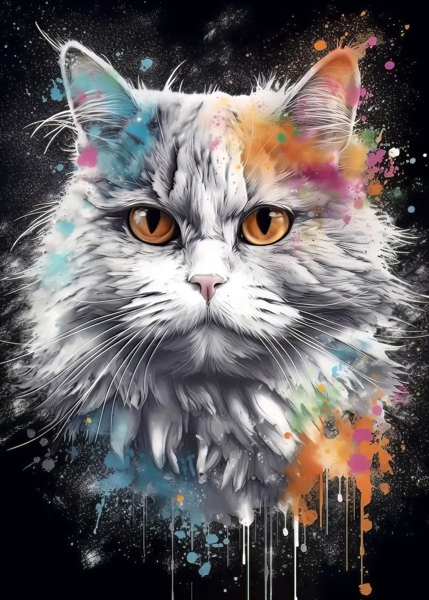 AB Fairy Dust Watercolor Various Cats 120 Colors Diamond Painting With Sticker Lovely Animals Modern On The Wall Art Kids Decor