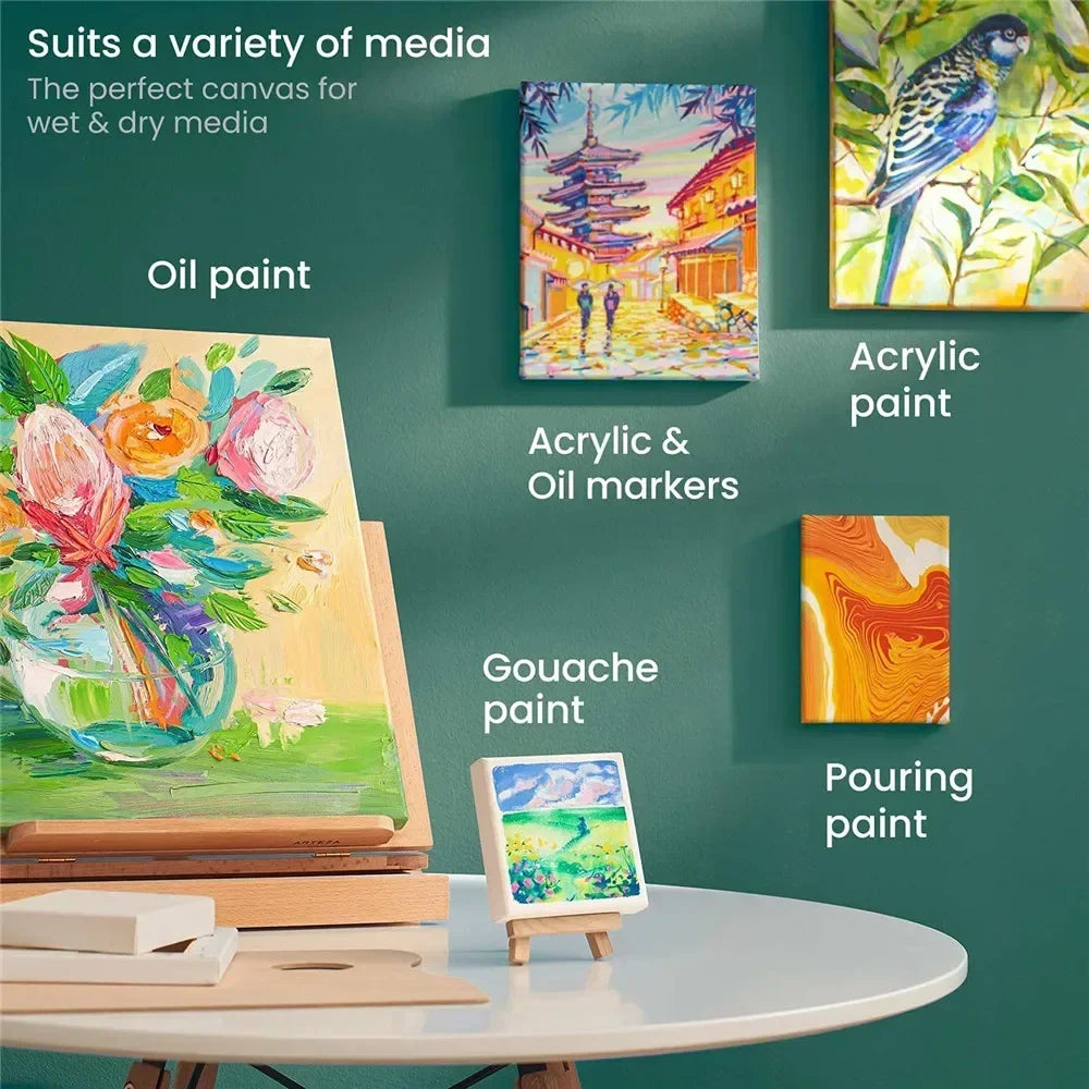 4pcs/pack Professional Stretched Canvas Primed White