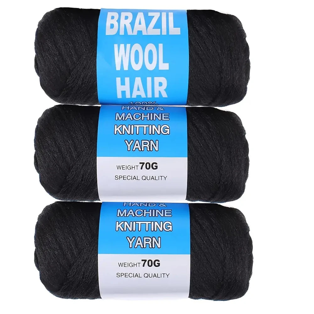 12pc Brazilian Wool Hair Synthetic Crochet Hair Extensions