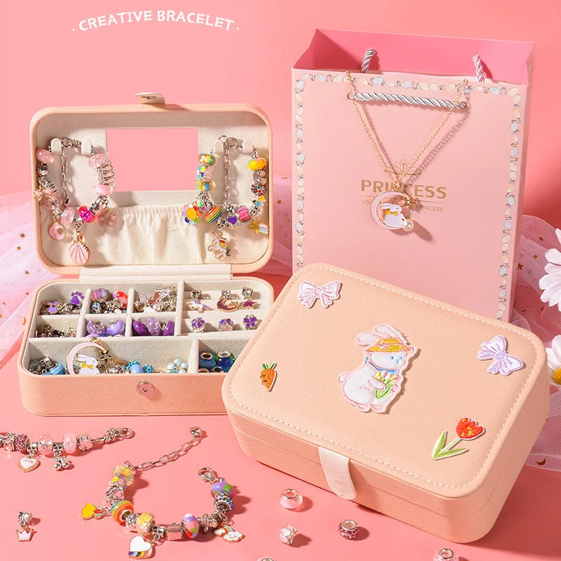 DIY handmade beaded bracelet Girl's birthday gift box set Pink