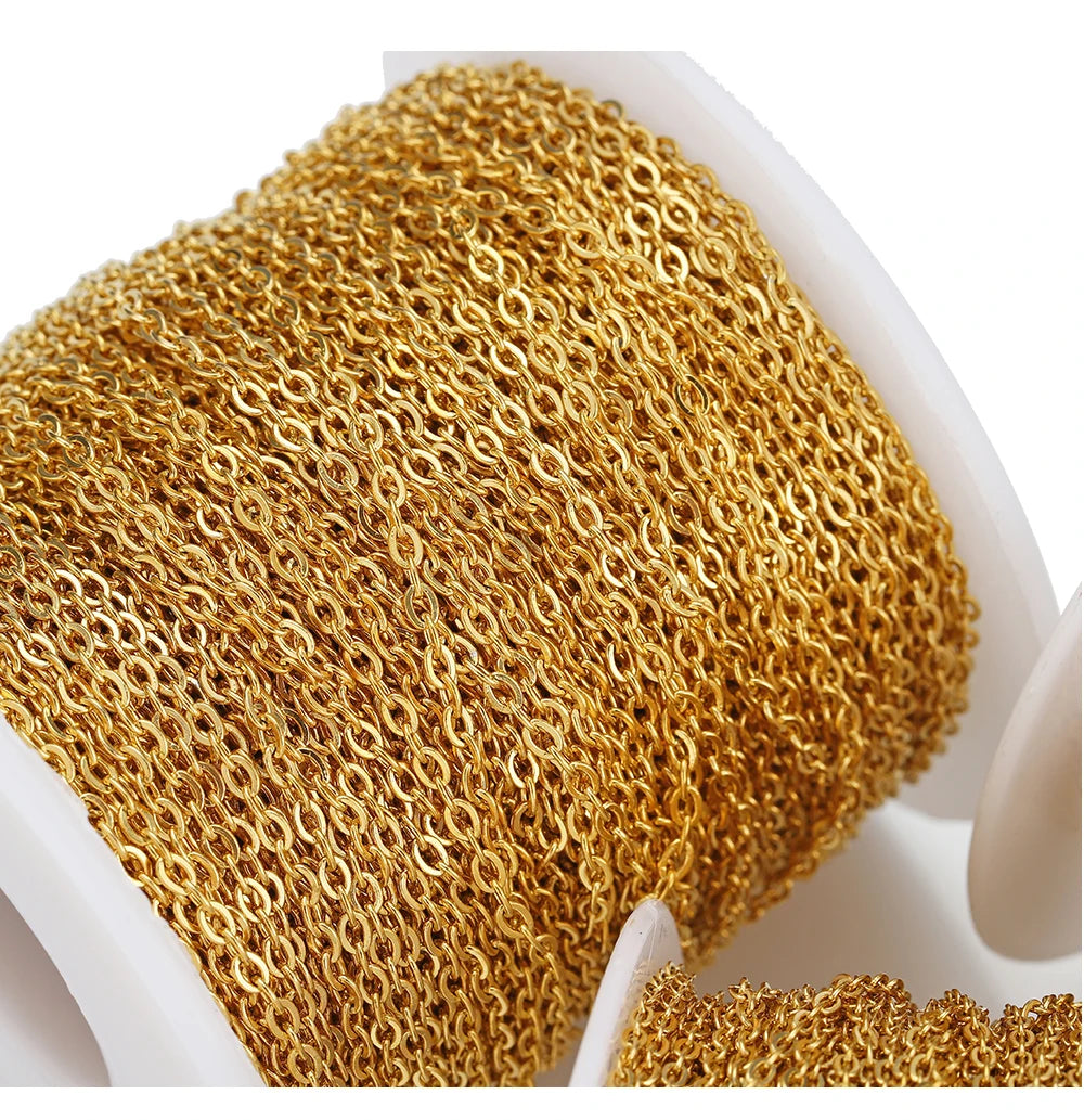 10 Meters Stainless Steel Chain,Gold&Steel Color Link for DIY Jewelry Making