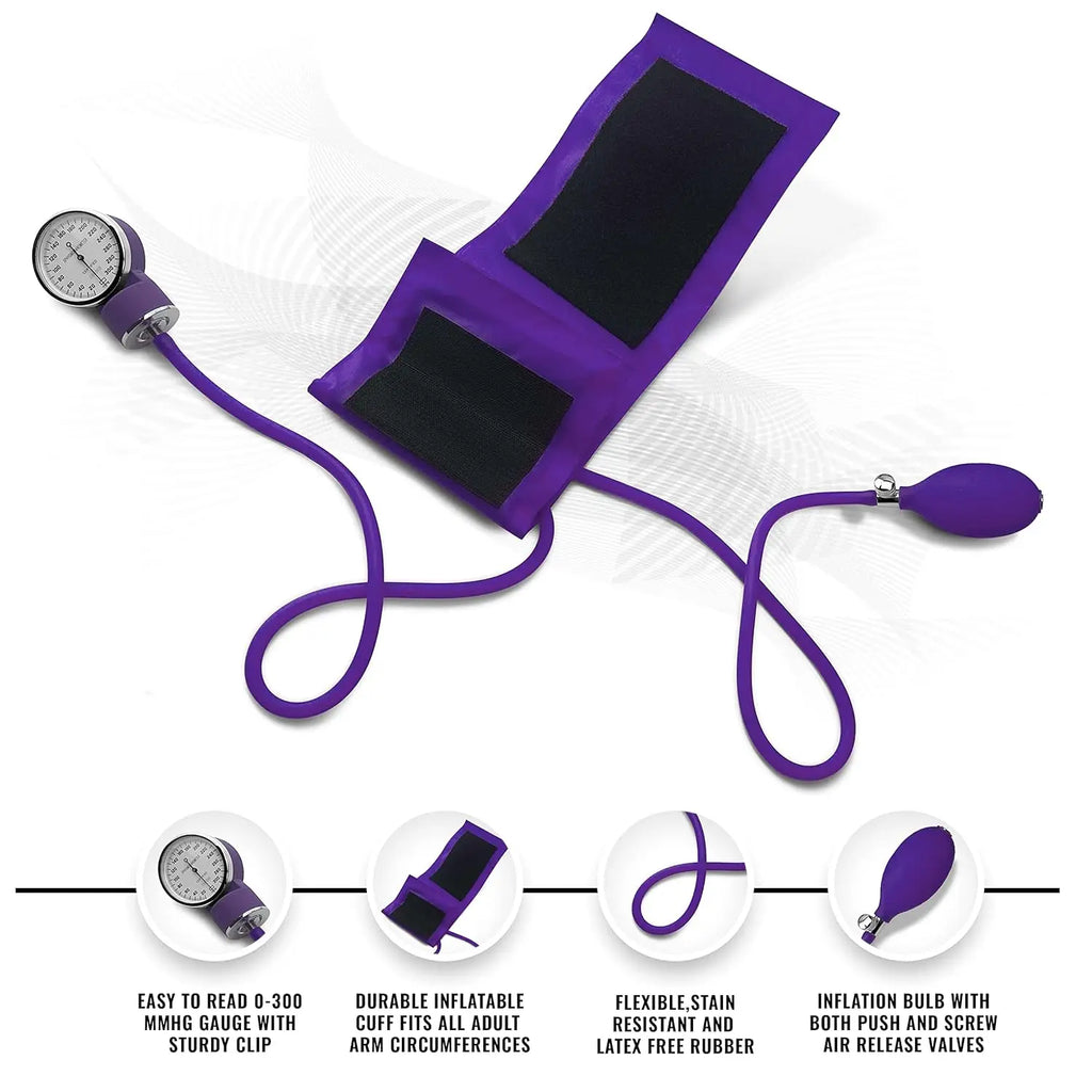18-Piece Nurse Starter Kit with Stethoscope, BP Monitor, Otoscope & More - Purple