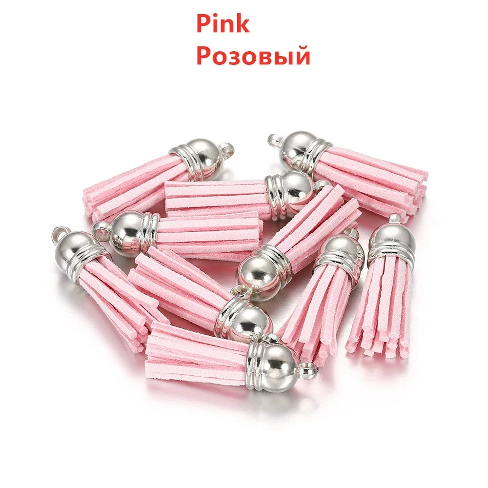 10pcs 36mm Leather Tassel Charms Straps, Suede Tassels DIY Jewelry Accessories