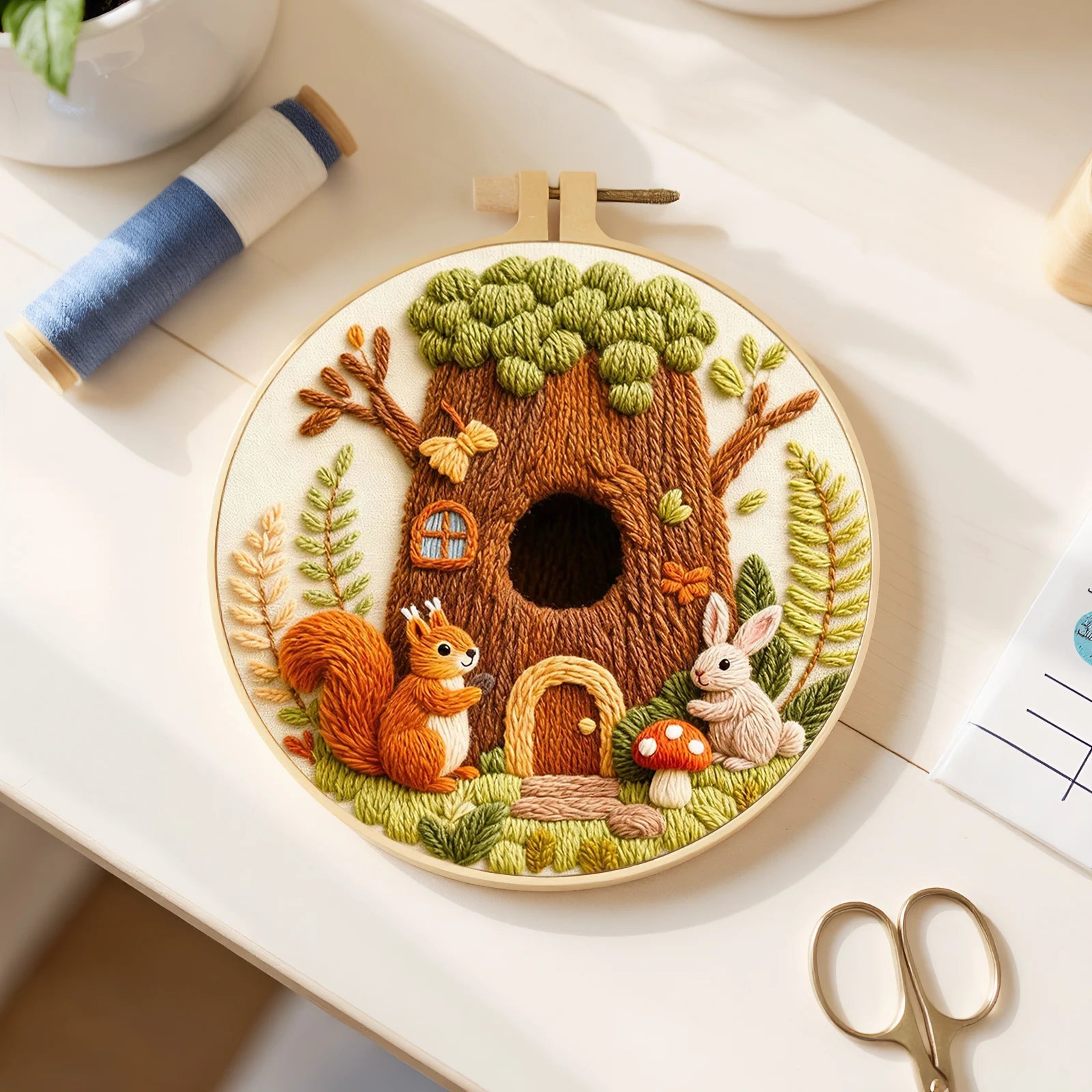 Autumn DIY Embroidery Kit with Embroidery Hoop, Practice Kit for Beginners Craft Lovers Gift