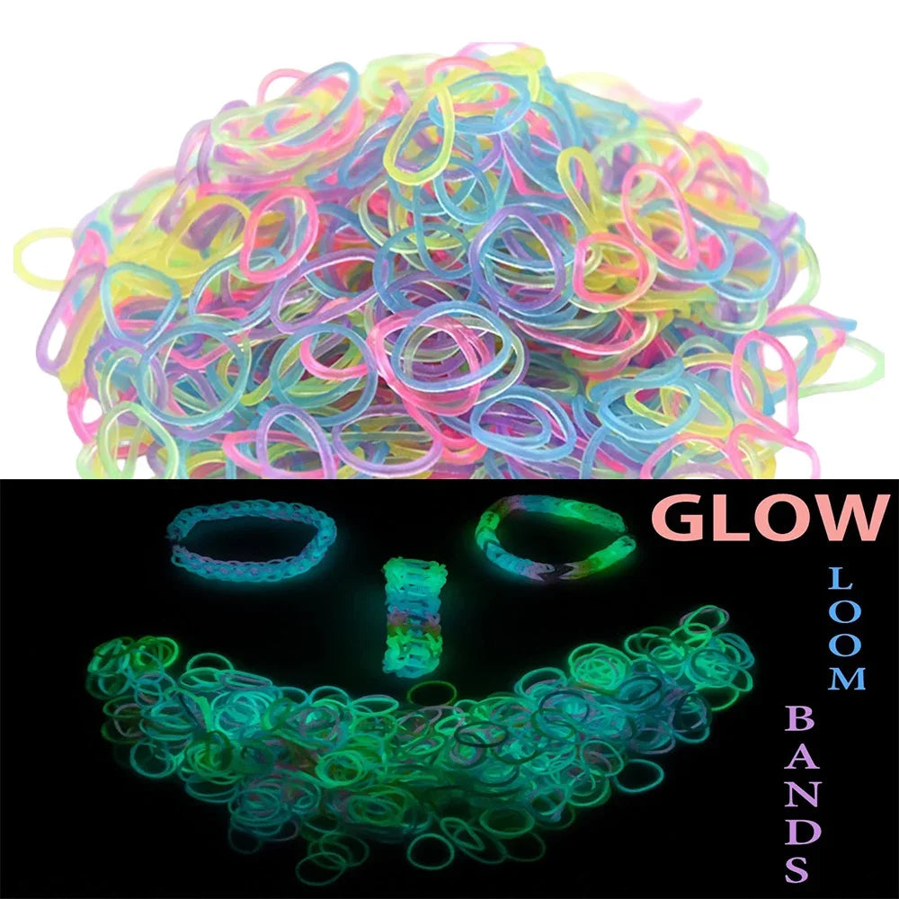 600Pcs Fluorescent Glow Luminous Bracelets DIY Rubber Loom Bands