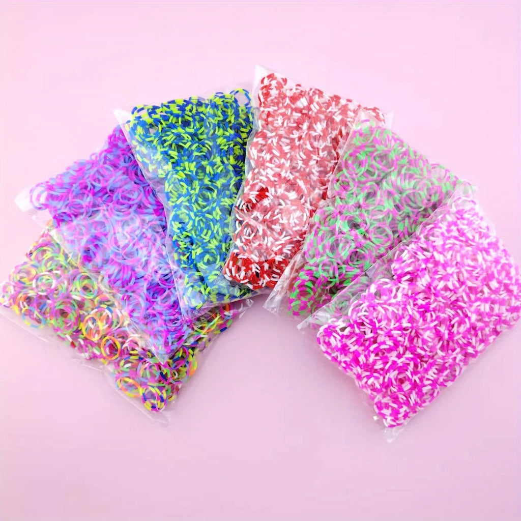 600Pcs Color Rubble Loom Bands Bracelets Kit Girl Gift DIY Jewelry Making