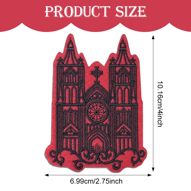 Pack of Gothic Cathedral Red and Black Embroidered Patches.