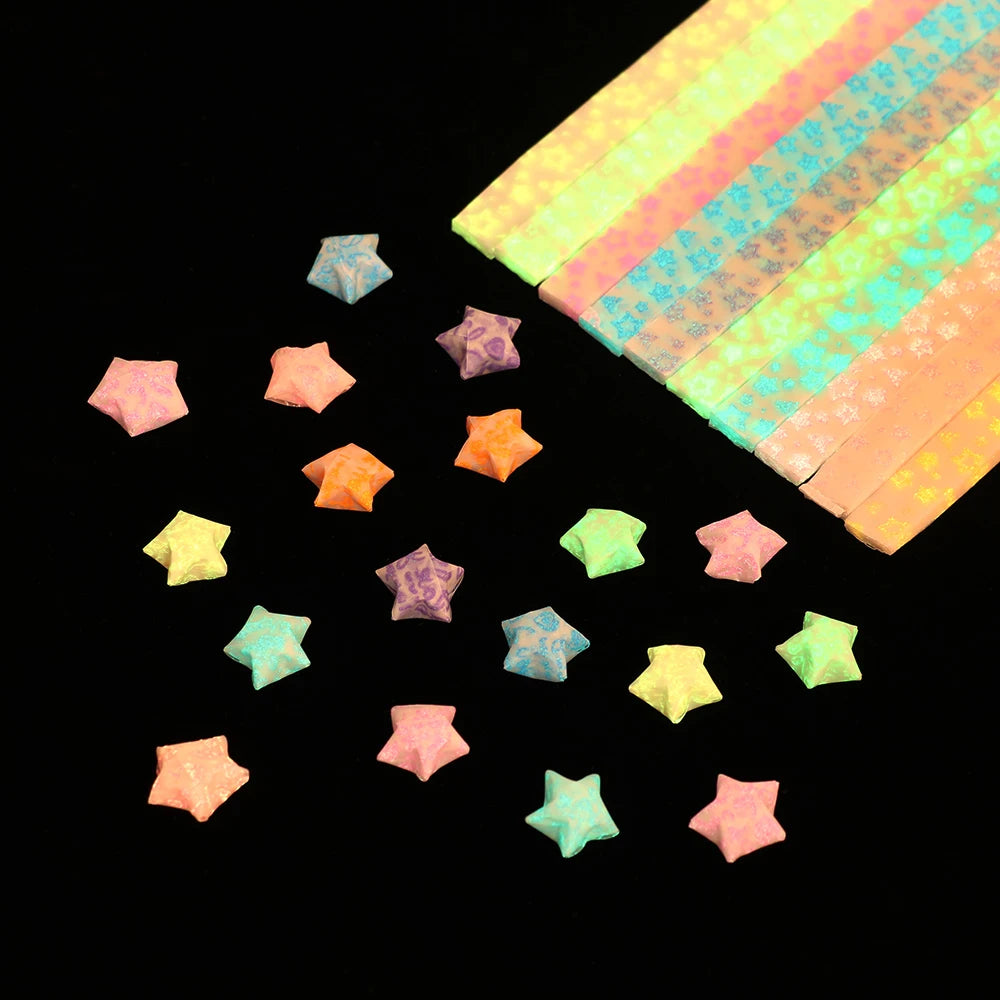 210pcs/lot Happy Glow in Dark Lucky Star Origami FluorescencePaper