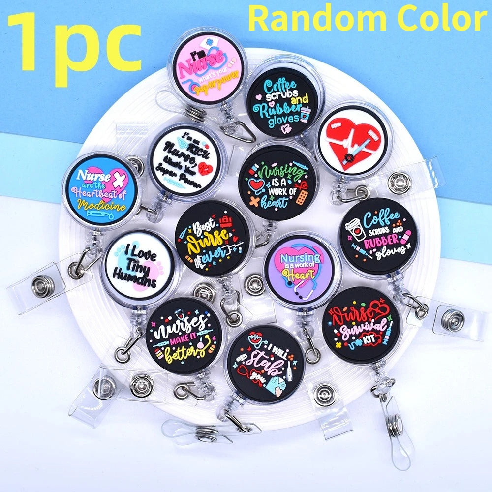 1/3/5 PCS Funny Retractable Badge Reel – Cute Nurse ID Holder with Alligator Clip