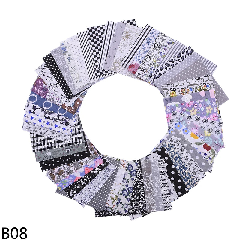 50Pcs 10x10cm Mixed Style Square Patchwork Cotton Fabric Cloth