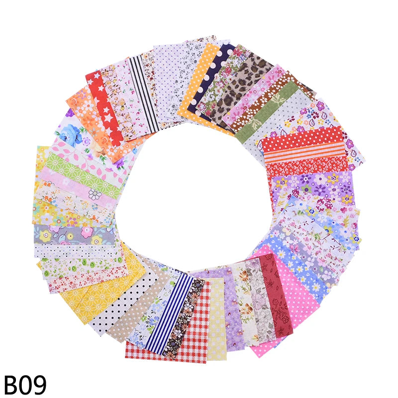 50Pcs 10x10cm Mixed Style Square Patchwork Cotton Fabric Cloth