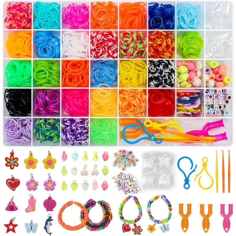 Colorful Loom Bracelet Making Kit with Storage Box DIY Art Craft Set with Charms Beads Christmas Gift