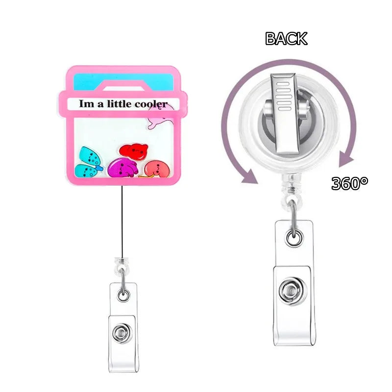 Cartoon Medical Supplies Badge Reel Funny Retractable ID Badge Clip with Rotating Alligator Clip for Nurse Gift