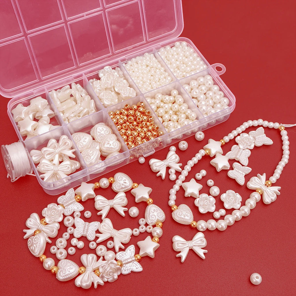 800pcs/box Faux Pearl Spacer Beads Kit