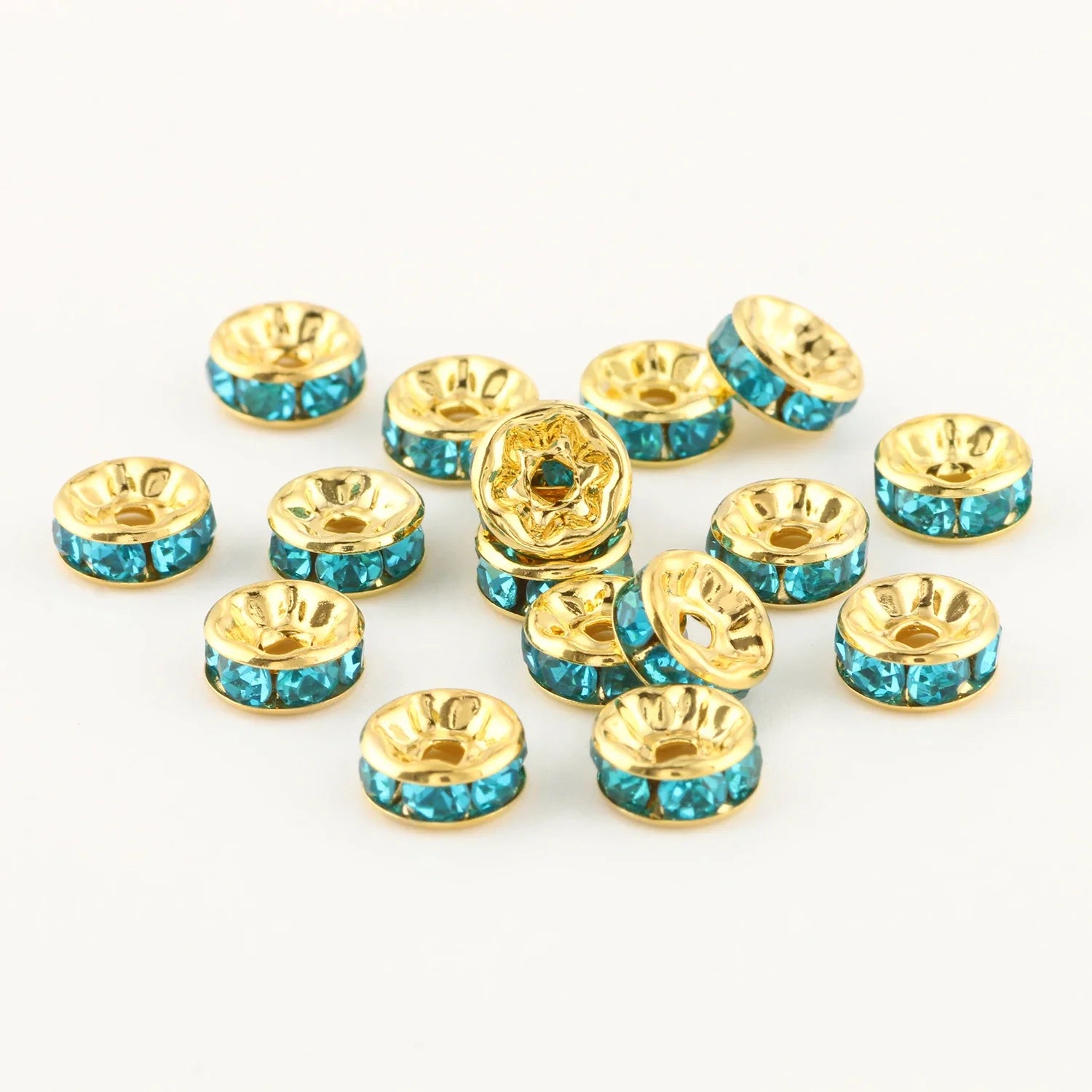 50pc/Lot 6mm 8mm 10mm AB Color  Rhinestone Ball Shape Loose Beads Metal Crystal Beads