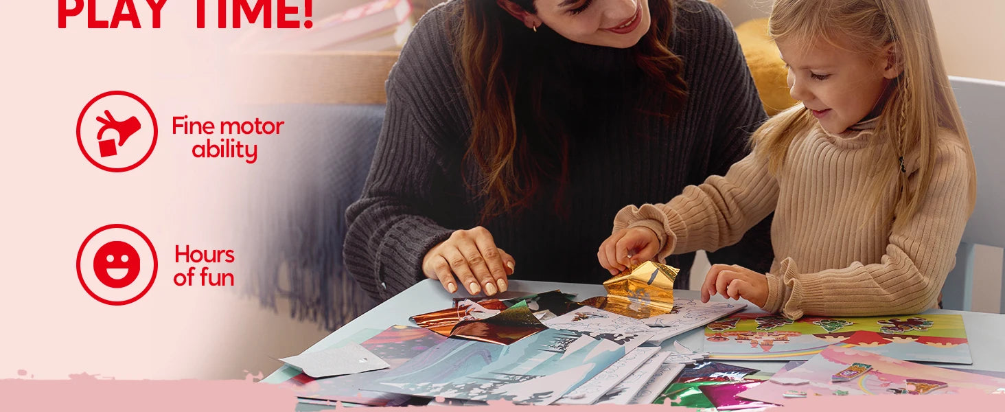 Foil Art Kit Arts & Crafts Supplies Mess Free Coloring Foil Foam Stickers Creative Travel Toys for Kid Birthday Gifts