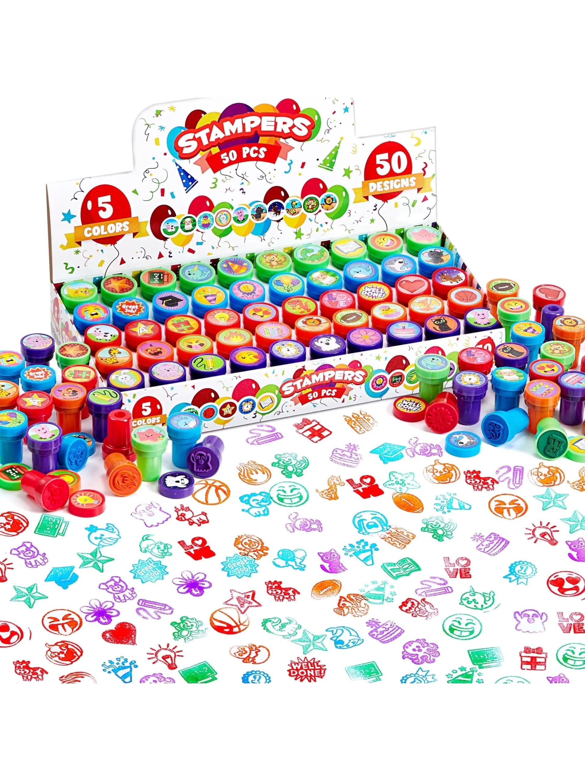 50 Pcs Assorted Stamps Self-Ink Stamps for Kids Birthday,Carnival Prizes, Halloween Gifts