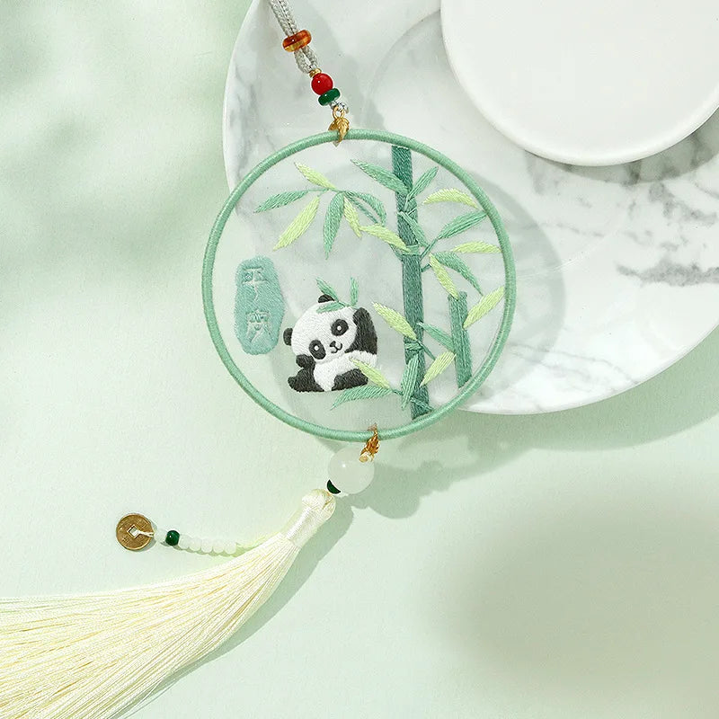 Car Pendant Needlepoint for Beginner Handmade, DIY Needlework Easy Embroidery Kit Sewing