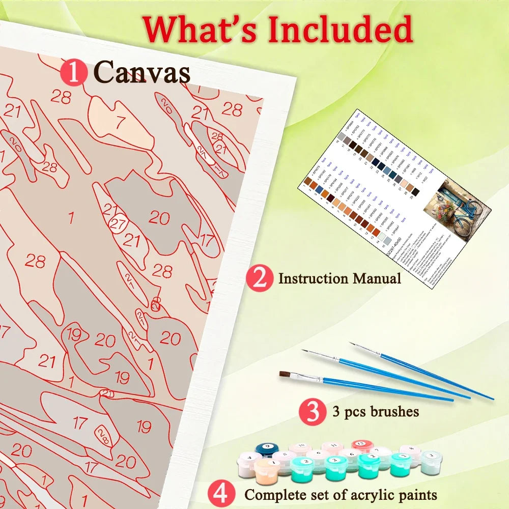 Flower Bicycle Paint By Numbers For Adult Floral