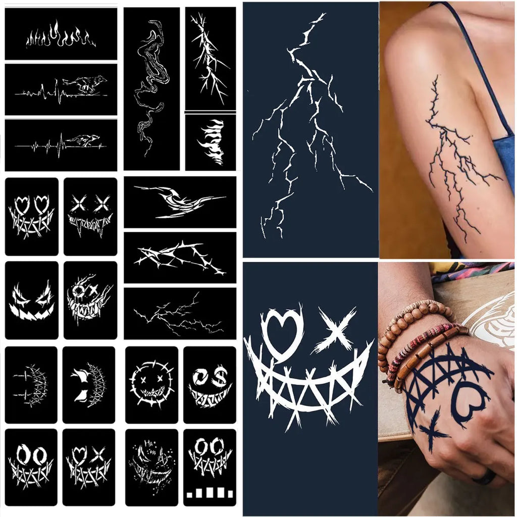 Tattoo Stencil Templates  Spray-On Diamond Glitter, Freehand Tattoo Juice Ink, DIY Body Painting Tattoos