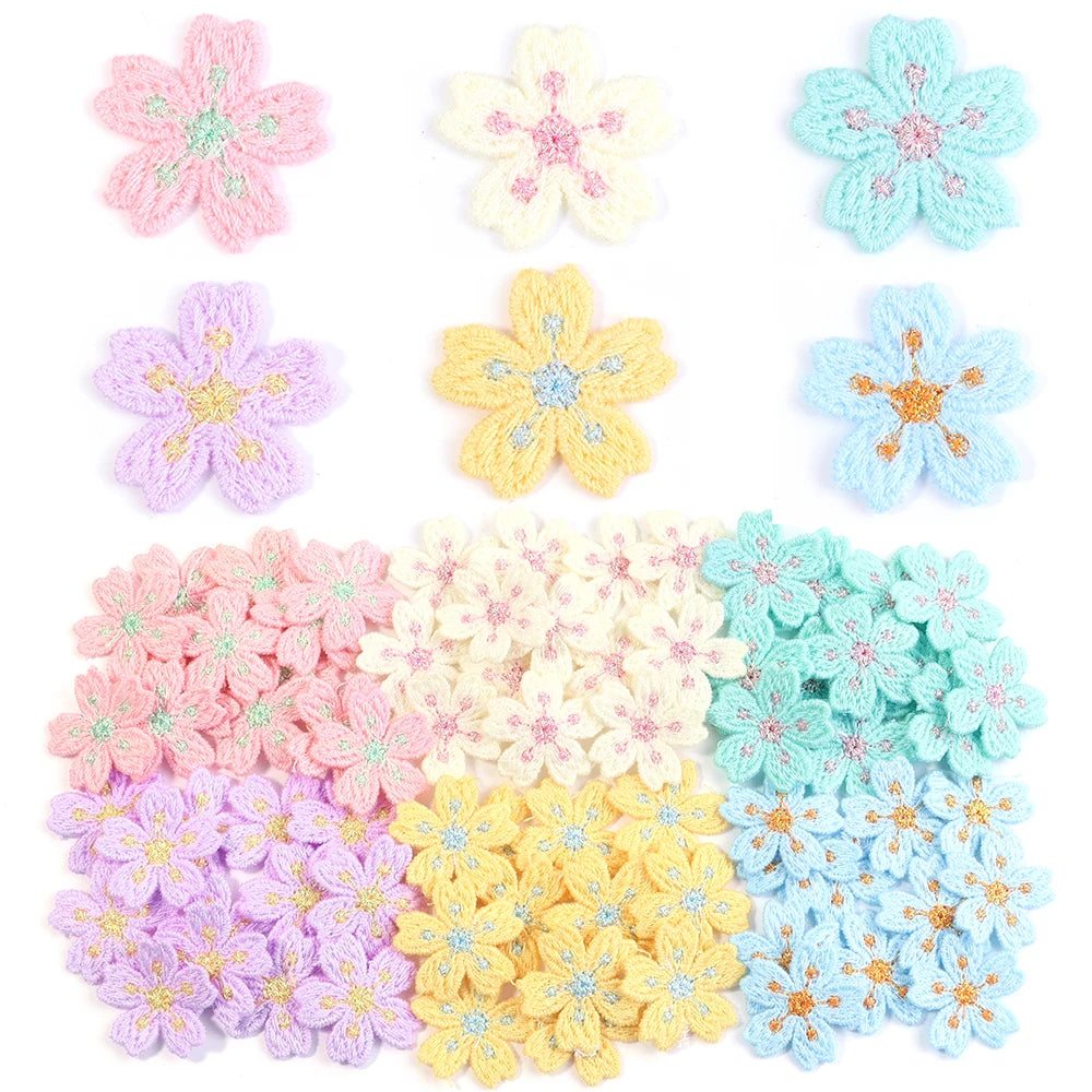 20Pcs/pack Colorful Flower Appliqued Cherry Blossoms Embroidery
