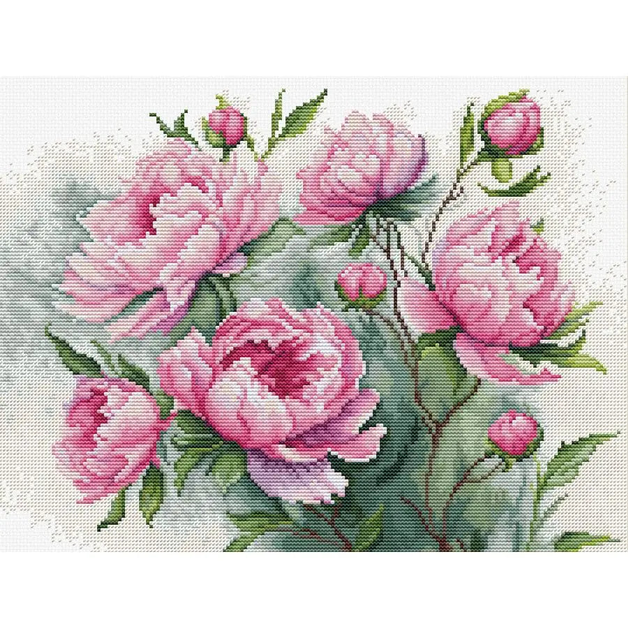 Cross Stitch Kit The Charm of Peonies, Counted  for Adults, Embroidery Kit,