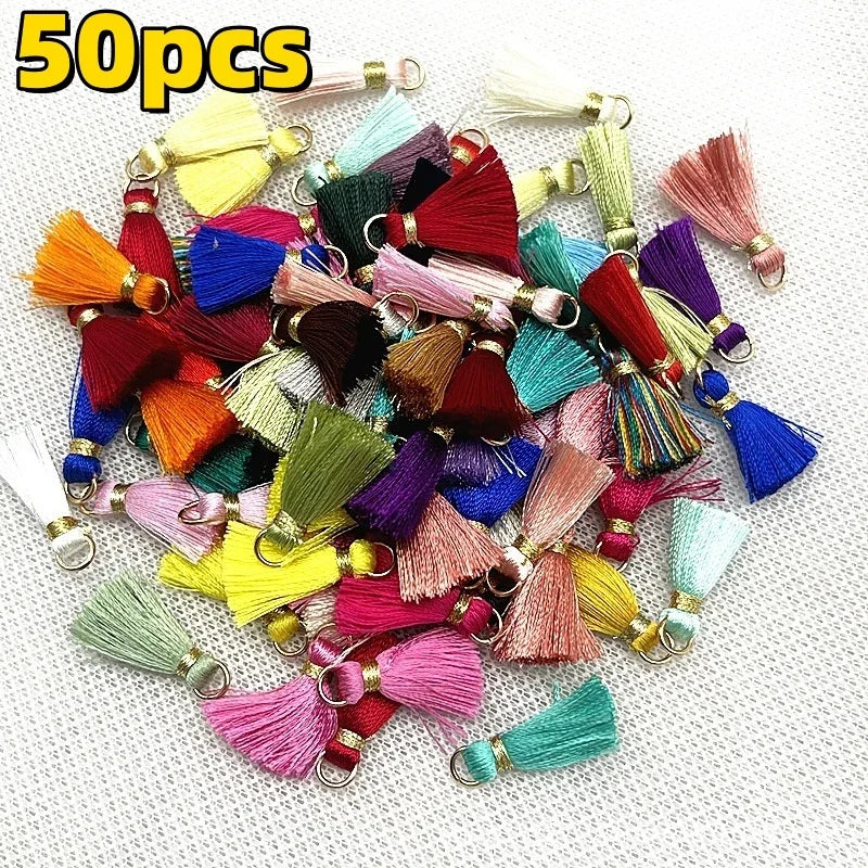 50/10pcs Mini Metal Hanging Ring Tassel Trim Pendant