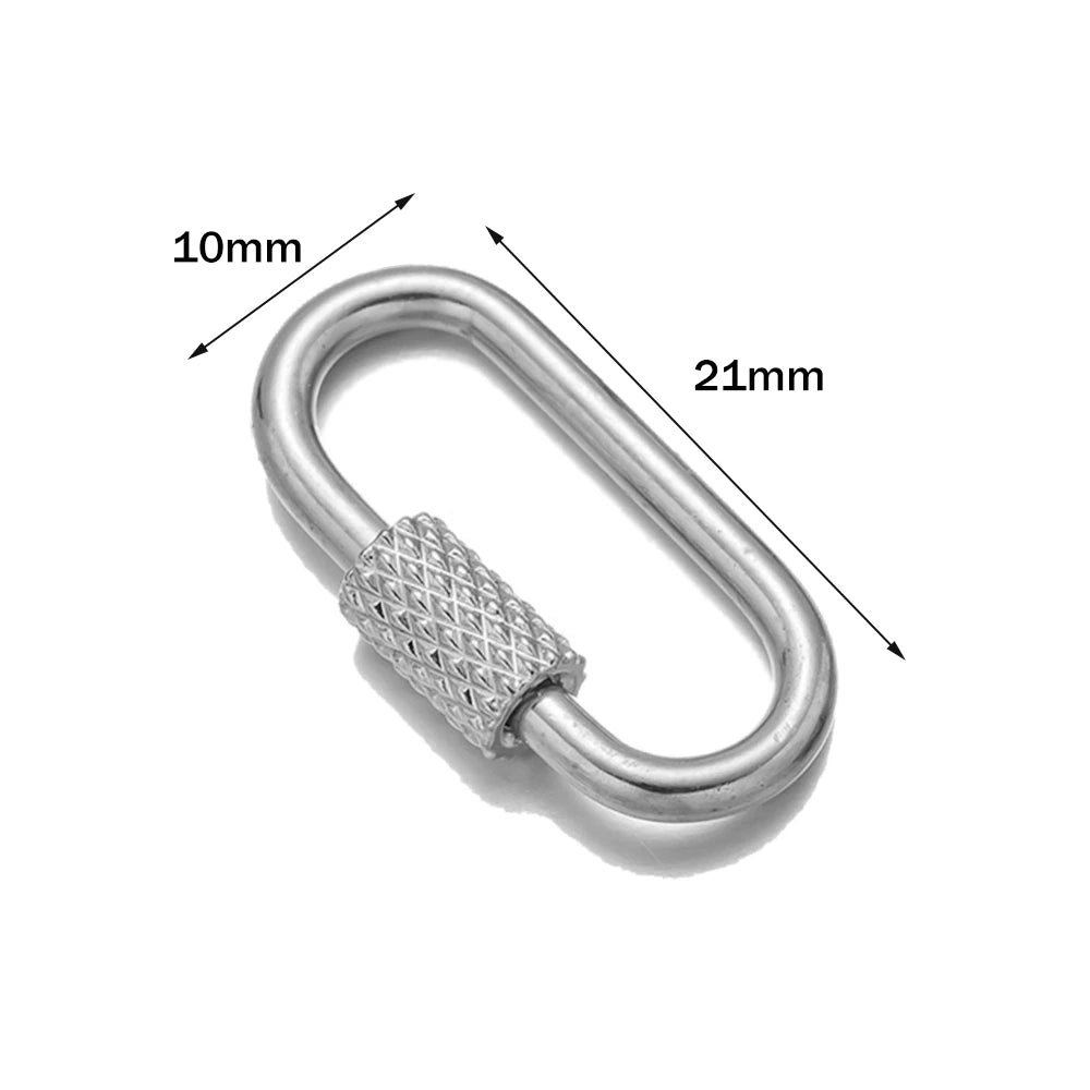 5pcs Stainless Steel Oval Star Buckle Carabiner Screw Lock Clasps For DIY Key ring