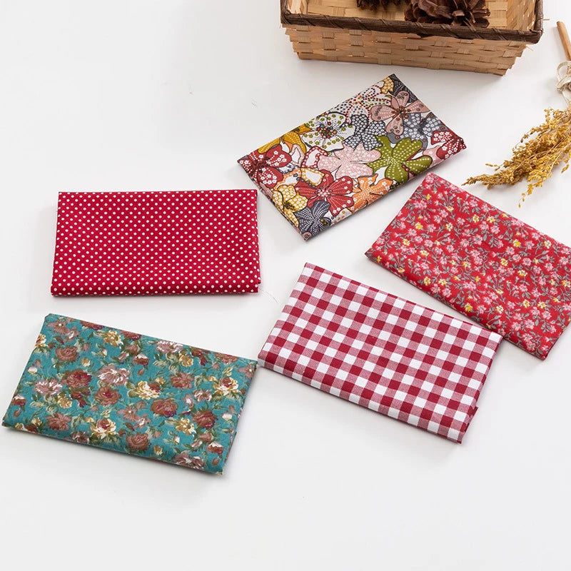 5Pcs/Set 25cmX25cm  Quilting Cloth Patchwork Needlework Handmade DIY Material