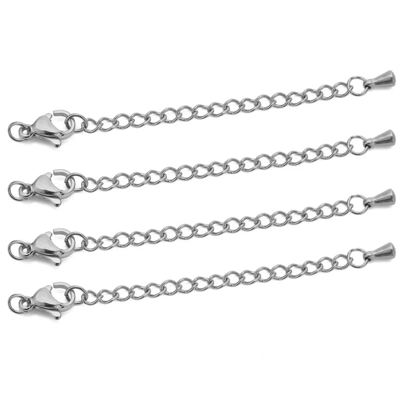 10pcs Stainless Steel Extension Chains with Lobster Clasps Connector Link