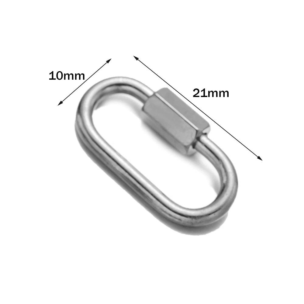 5pcs Stainless Steel Oval Star Buckle Carabiner Screw Lock Clasps For DIY Key ring
