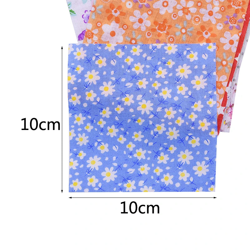 50Pcs 10x10cm Mixed Style Square Patchwork Cotton Fabric Cloth