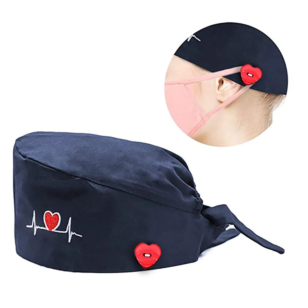Love button embroidery pure cotton operating room hat doctor nurse operating room hat