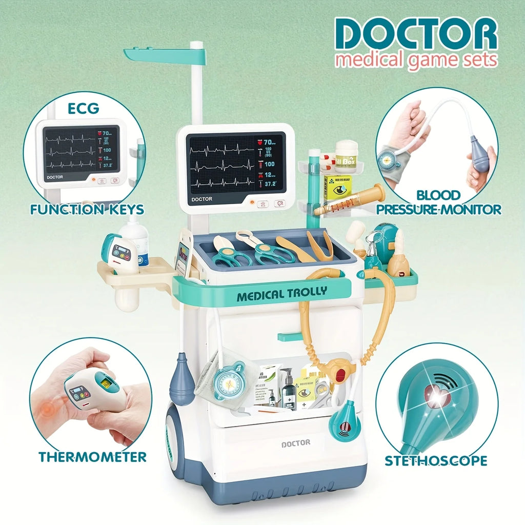 Children's Doctor Set - 26 Pretend Medical Station Toy Set With Play Stethoscope And Medical Equipment - Doctor Role Play Gift,