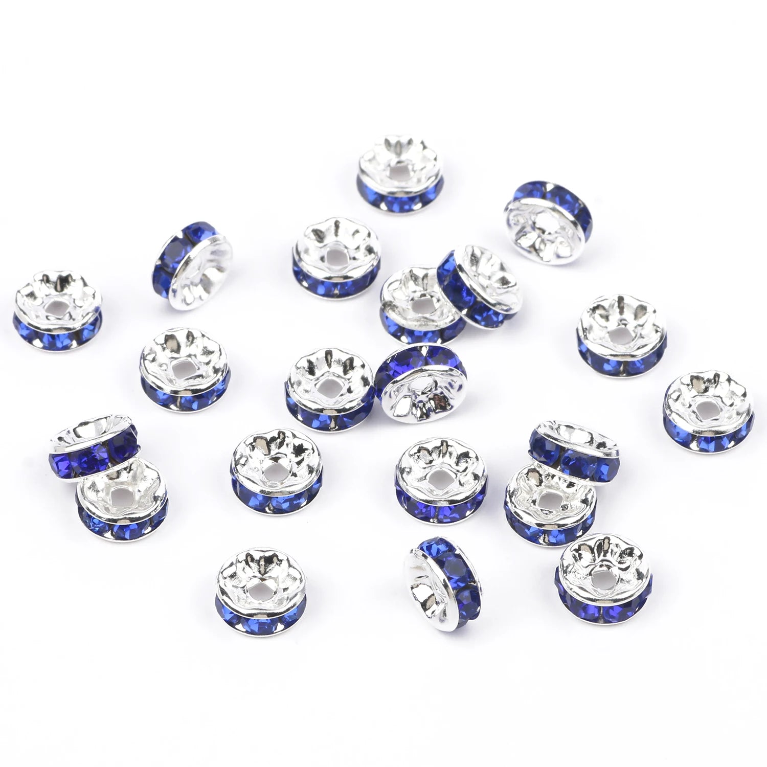 50pc/Lot 6mm 8mm 10mm AB Color  Rhinestone Ball Shape Loose Beads Metal Crystal Beads