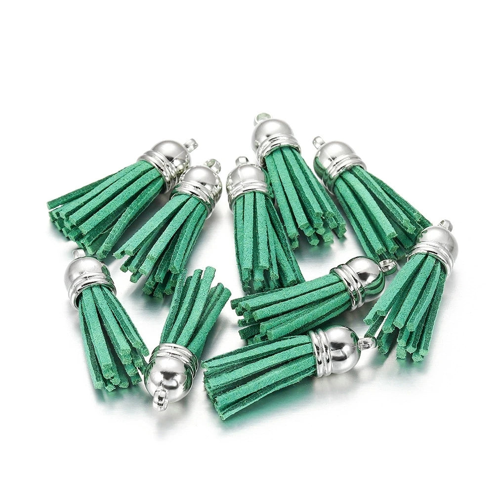 10pcs 36mm Leather Tassel Charms Straps, Suede Tassels DIY Jewelry Accessories