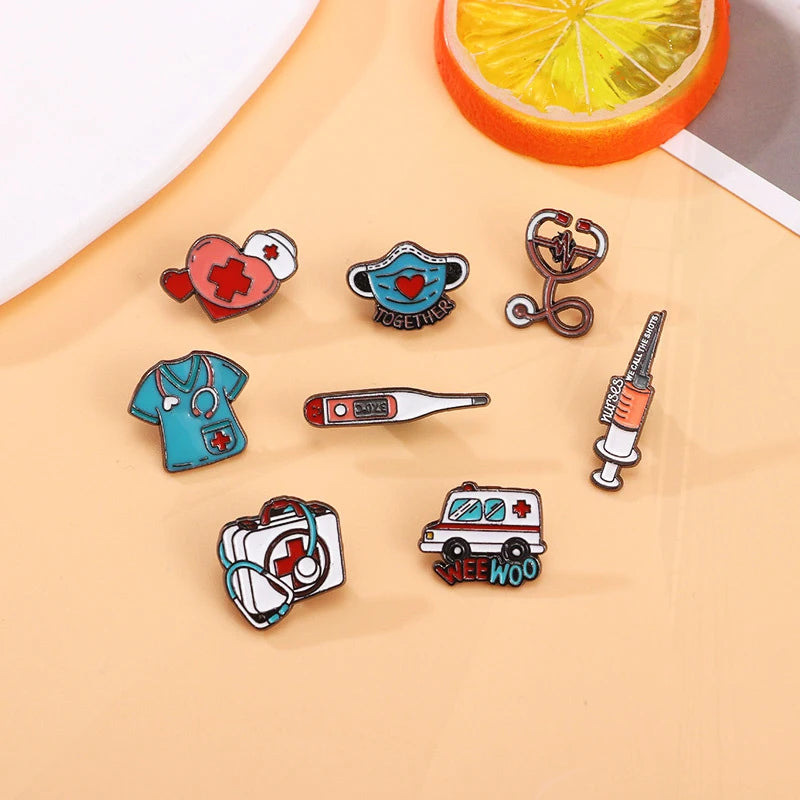 Stethoscope First Aid kit Cat Nurse Dog Doctor Animal Patient Medical Badge  Metal Pin
