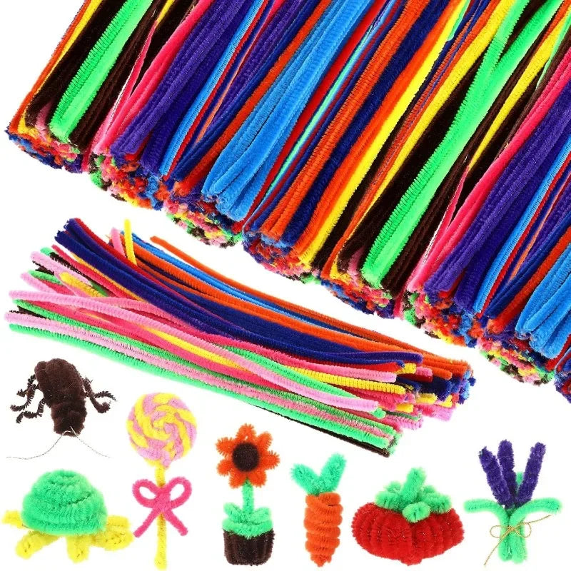 1000/10pcs Colorful Twisting fluffy Pipe Cleaners Stems