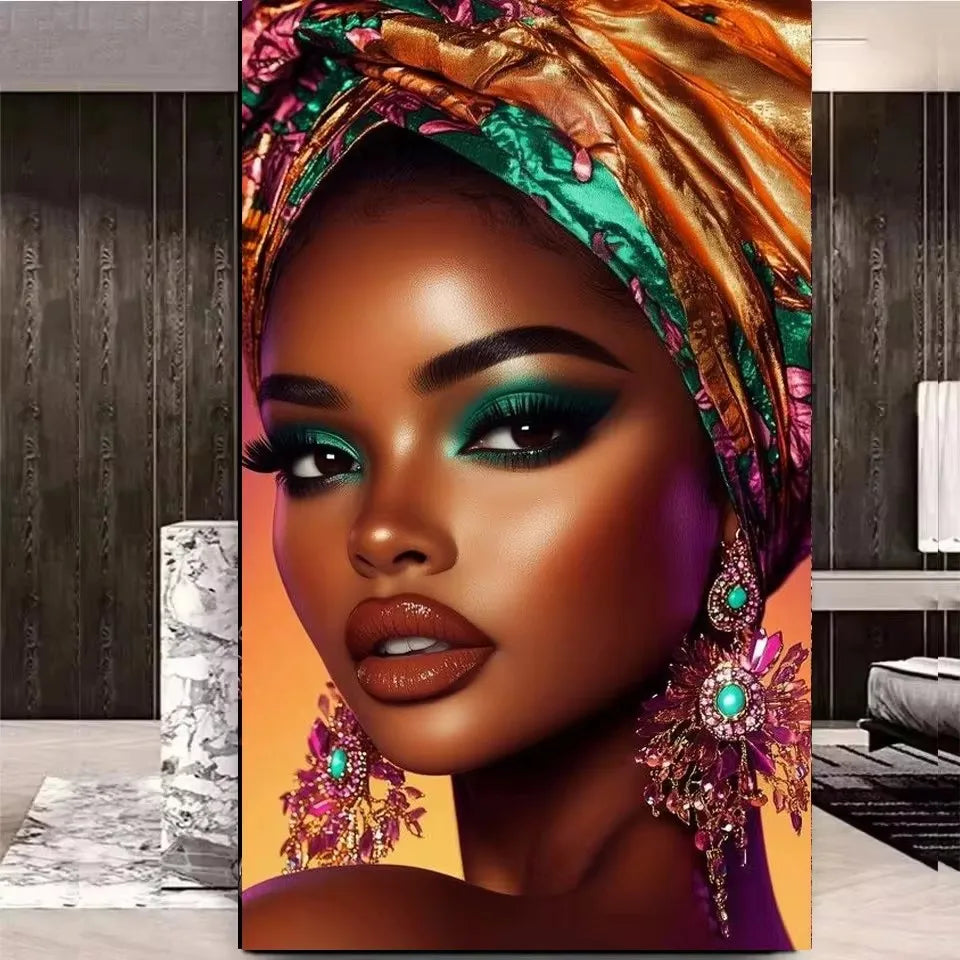 Beautiful African Woman DIY Diamond Painting Kits for Adults, New 2026.