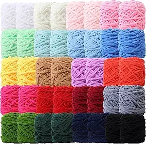 Multicolored Bulky Chenille Yarn for Crocheting