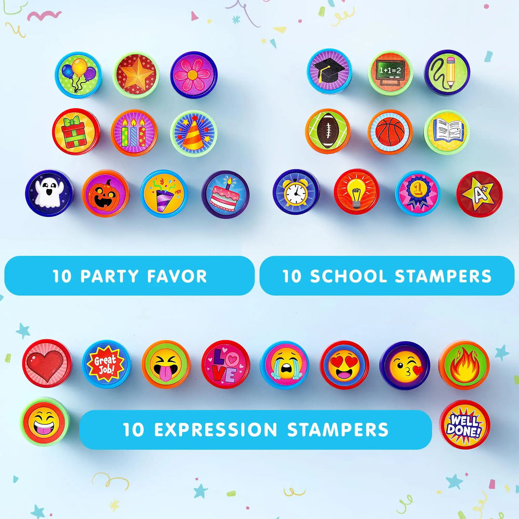 50 Pcs Assorted Stamps Self-Ink Stamps for Kids Birthday,Carnival Prizes, Halloween Gifts