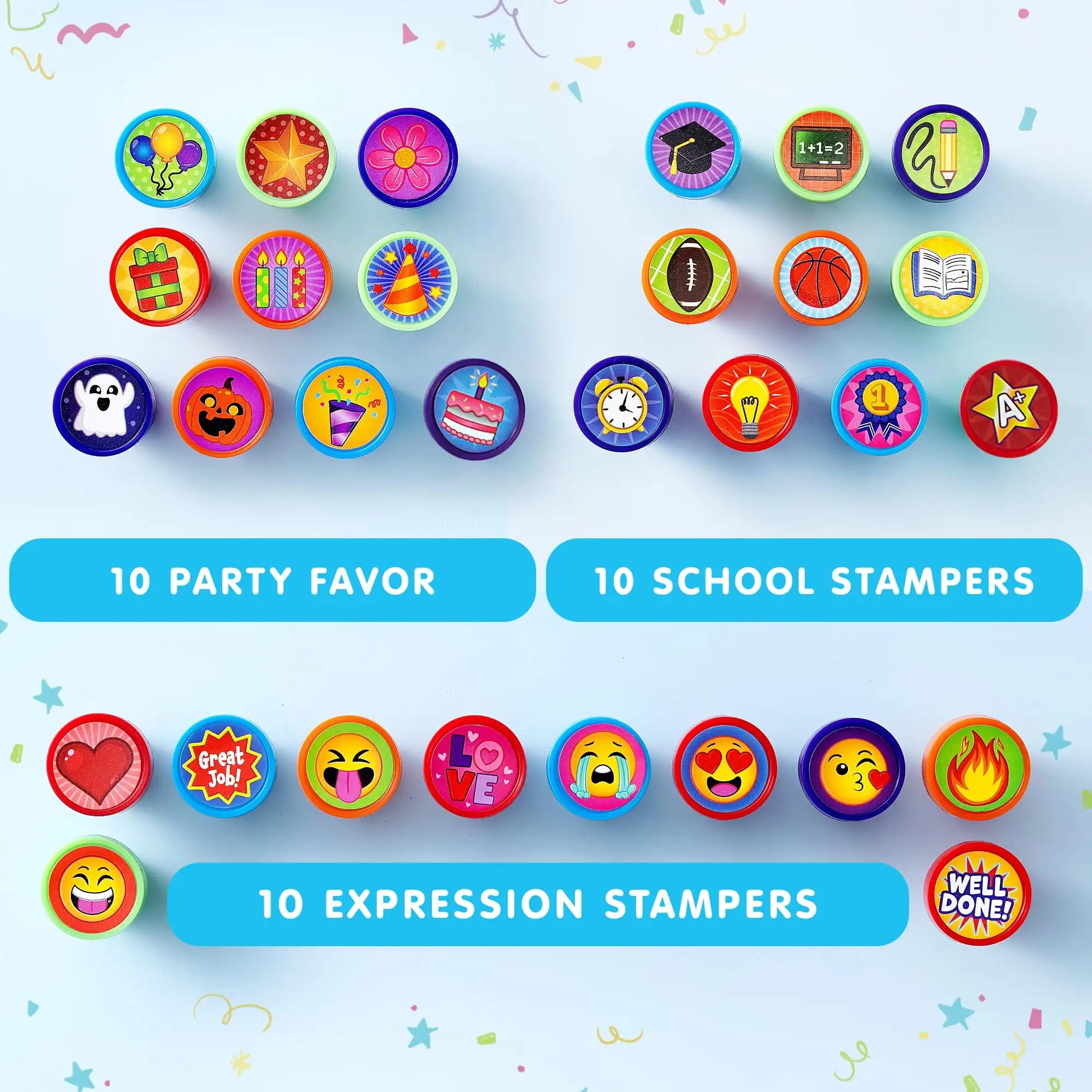 50 Pcs Assorted Stamps Self-Ink Stamps for Kids Birthday,Carnival Prizes, Halloween Gifts