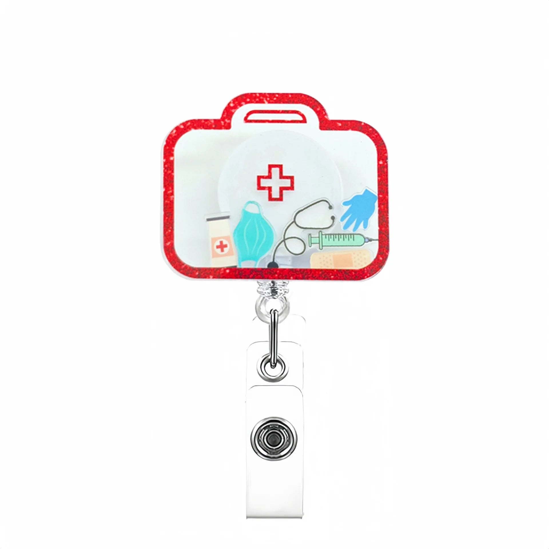 Cartoon Medical Supplies Badge Reel Funny Retractable ID Badge Clip with Rotating Alligator Clip for Nurse Gift