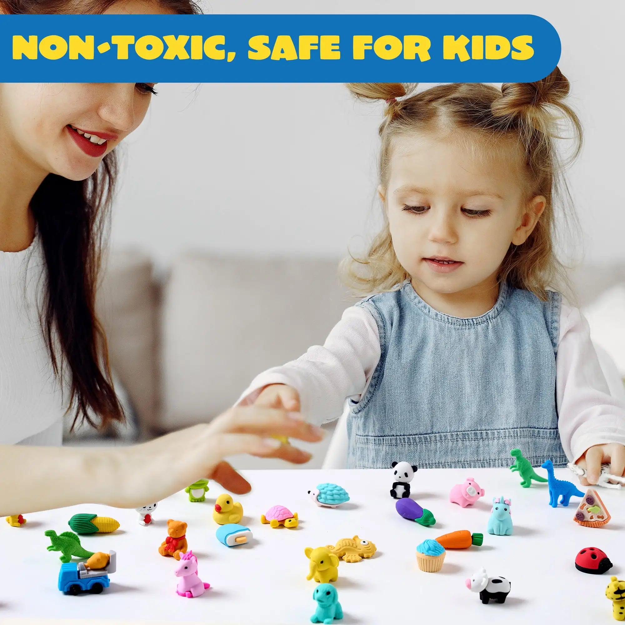 36 Pcs 3D Erasers Food Animals Erasers Bulk Fun & Cute Erasers for Pencil